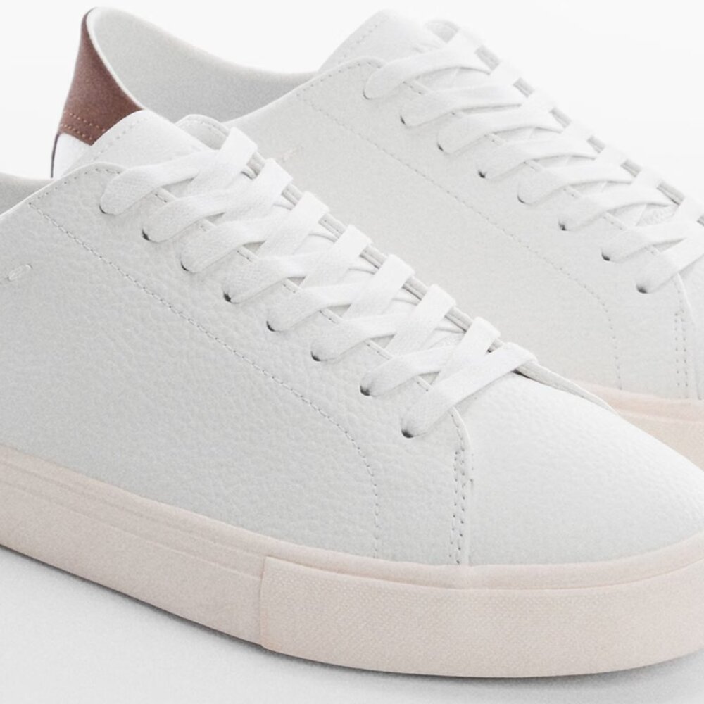 NWT Mango Lace-up white leather sneakers Size US 8.5 EUR 42